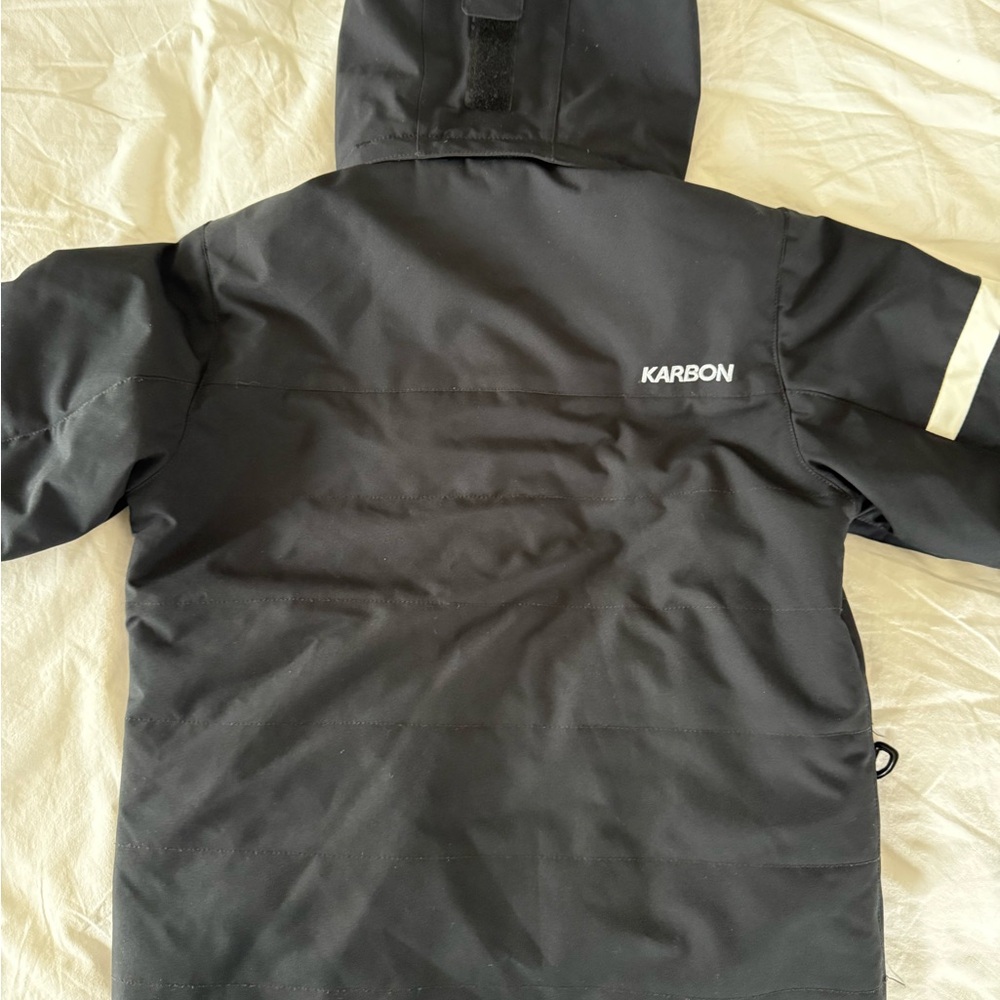 Karbon Boys Size 10 Black and Blue Hooded Jacket - Picture 6 of 12